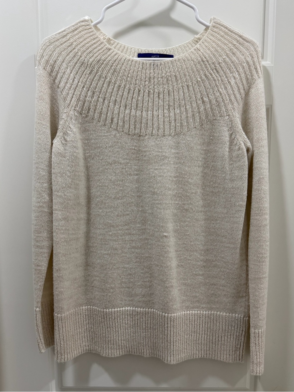 ☀️ Apt. 9 - Cozy Cream Rib-Yoke Women's Sweater